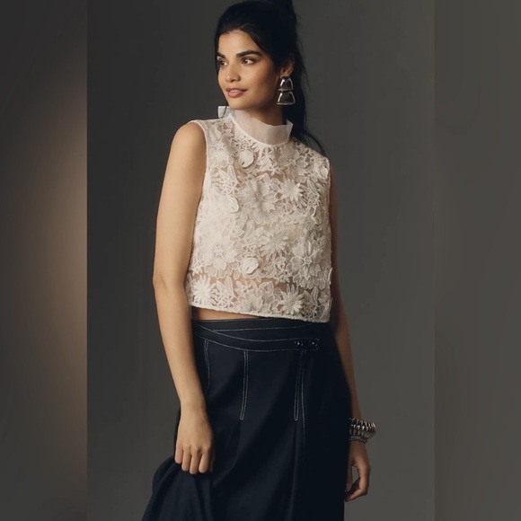 Maeve Sleeveless Sheer Floral Blouse xs,sm,med - Picture 8 of 12